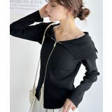 ブラック | トレンドの韓国風。高見えダブルジップオフショルカットソー | Classical Elf 