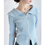 ブルー | トレンドの韓国風。高見えダブルジップオフショルカットソー | Classical Elf 