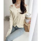 ゴールドボタンが大人可愛い。オフショル2WAYレイヤードリブカットソー | Classical Elf  | 詳細画像6 