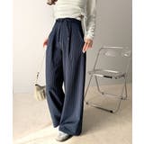 ネイビー | 【mily bilet】新感覚デザイン。レース使いダブルウエストワイドスラックス… | Classical Elf 