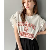 可愛さふわり2倍増し! ダブルフリル袖カレッジライクロゴゆるTシャツ | Classical Elf | 詳細画像11