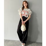 可愛さふわり2倍増し! ダブルフリル袖カレッジライクロゴゆるTシャツ | Classical Elf | 詳細画像13