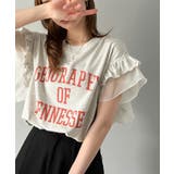 オートミール | 可愛さふわり2倍増し! ダブルフリル袖カレッジライクロゴゆるTシャツ | Classical Elf