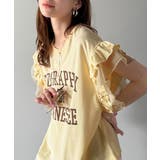 可愛さふわり2倍増し! ダブルフリル袖カレッジライクロゴゆるTシャツ | Classical Elf | 詳細画像22