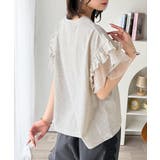可愛さふわり2倍増し! ダブルフリル袖カレッジライクロゴゆるTシャツ | Classical Elf | 詳細画像30