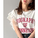 可愛さふわり2倍増し! ダブルフリル袖カレッジライクロゴゆるTシャツ | Classical Elf | 詳細画像1