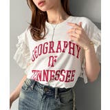 可愛さふわり2倍増し! ダブルフリル袖カレッジライクロゴゆるTシャツ | Classical Elf | 詳細画像3