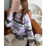 カラフルミックスで視線釘付け。マルチボーダーシャギーニットプルオーバー | Classical Elf  | 詳細画像16 