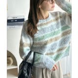 カラフルミックスで視線釘付け。マルチボーダーシャギーニットプルオーバー | Classical Elf  | 詳細画像3 