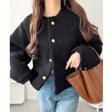 ブラック | 【mily bilet】エンブレムボタン使いボアジャケット | Classical Elf 