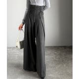 チャコールストライプ | ウエストシャーリングハイウェストワイドパンツ | Classical Elf
