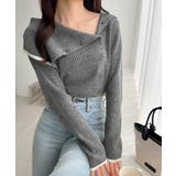 ワザありカラーで華やかさをプラス◎アシンメトリーカラー見せ裾配色多ボタンニット | Classical Elf  | 詳細画像7 