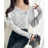 ワザありカラーで華やかさをプラス◎アシンメトリーカラー見せ裾配色多ボタンニット | Classical Elf  | 詳細画像9 