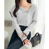 ワザありカラーで華やかさをプラス◎アシンメトリーカラー見せ裾配色多ボタンニット | Classical Elf  | 詳細画像12 