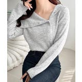 ワザありカラーで華やかさをプラス◎アシンメトリーカラー見せ裾配色多ボタンニット | Classical Elf  | 詳細画像13 