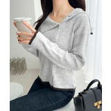 ワザありカラーで華やかさをプラス◎アシンメトリーカラー見せ裾配色多ボタンニット | Classical Elf  | 詳細画像14 