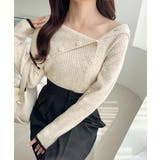 ワザありカラーで華やかさをプラス◎アシンメトリーカラー見せ裾配色多ボタンニット | Classical Elf  | 詳細画像16 