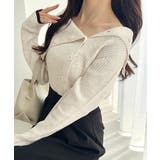 ワザありカラーで華やかさをプラス◎アシンメトリーカラー見せ裾配色多ボタンニット | Classical Elf  | 詳細画像20 