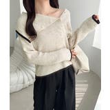 ワザありカラーで華やかさをプラス◎アシンメトリーカラー見せ裾配色多ボタンニット | Classical Elf  | 詳細画像21 