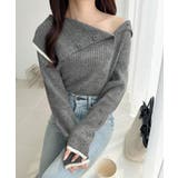 ワザありカラーで華やかさをプラス◎アシンメトリーカラー見せ裾配色多ボタンニット | Classical Elf  | 詳細画像1 