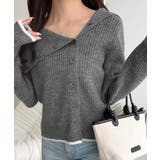 ワザありカラーで華やかさをプラス◎アシンメトリーカラー見せ裾配色多ボタンニット | Classical Elf  | 詳細画像4 