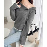 ワザありカラーで華やかさをプラス◎アシンメトリーカラー見せ裾配色多ボタンニット | Classical Elf  | 詳細画像6 