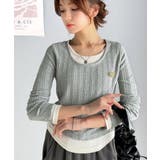 トレンド感満載のドッキングデザイン。ブローチ付き異素材レイヤード風ケーブル編みカ… | Classical Elf | 詳細画像16