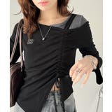 美しいシルエット！アシメネックレイヤード風シャーリング使い袖フレア胸刺繍カットソ… | Classical Elf  | 詳細画像7 