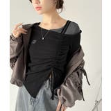 美しいシルエット！アシメネックレイヤード風シャーリング使い袖フレア胸刺繍カットソ… | Classical Elf  | 詳細画像12 