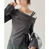 美しいシルエット！アシメネックレイヤード風シャーリング使い袖フレア胸刺繍カットソ… | Classical Elf  | 詳細画像13 