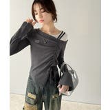 美しいシルエット！アシメネックレイヤード風シャーリング使い袖フレア胸刺繍カットソ… | Classical Elf  | 詳細画像15 