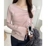 ピンク | 美しいシルエット！アシメネックレイヤード風シャーリング使い袖フレア胸刺繍カットソ… | Classical Elf 