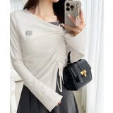 美しいシルエット！アシメネックレイヤード風シャーリング使い袖フレア胸刺繍カットソ… | Classical Elf  | 詳細画像1 