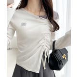 美しいシルエット！アシメネックレイヤード風シャーリング使い袖フレア胸刺繍カットソ… | Classical Elf  | 詳細画像3 