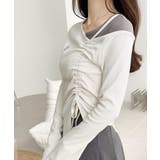 美しいシルエット！アシメネックレイヤード風シャーリング使い袖フレア胸刺繍カットソ… | Classical Elf  | 詳細画像4 