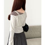 美しいシルエット！アシメネックレイヤード風シャーリング使い袖フレア胸刺繍カットソ… | Classical Elf  | 詳細画像5 