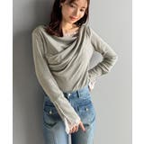 「ちら見え」が可愛い♪レース切替え胸元ドレープフレアスリーブプルオーバー | Classical Elf  | 詳細画像23 