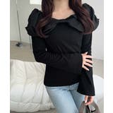 ブラック | 大人フェミニンを叶える♪オフショル2WAYオーガンジーリボンプルオーバー | Classical Elf