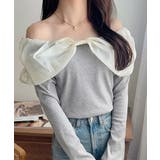 グレー | 大人フェミニンを叶える♪オフショル2WAYオーガンジーリボンプルオーバー | Classical Elf
