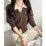 ブラウン | 【mily bilet】着るだけ完成、コーデ迷子にさよなら♪胸刺繍ダブルカラーレ… | Classical Elf