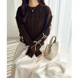 リボンで仕込む♪上品フェミニン。袖リボンケーブル編みニットプルオーバー | Classical Elf  | 詳細画像23 