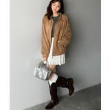 柔らかタッチで上品見え◎立体刺繍デザインスエードポンチ素材ダブルジップアウター | Classical Elf  | 詳細画像17 