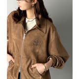 キャメル | 柔らかタッチで上品見え◎立体刺繍デザインスエードポンチ素材ダブルジップアウター | Classical Elf 