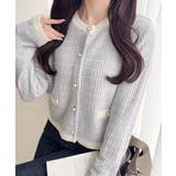 ブルー | 【mily bilet】甘さに恋して、気品きらり♪ツイードニットパールボタンカー… | Classical Elf 