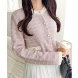 ピンク | 【mily bilet】甘さに恋して、気品きらり♪ツイードニットパールボタンカー… | Classical Elf 