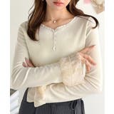 【mily bilet】大人フェミニンを叶える。袖フリルレースヘンリーネックトッ… | Classical Elf | 詳細画像4