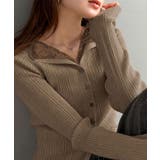 ブラウン | 【mily bilet】顔周り、可愛く盛れちゃう!レースドッキング ランダムリブ… | Classical Elf