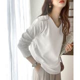 オフホワイト | フライスVネックロングスリーブ無地ミドル丈Tシャツ(長袖) | Classical Elf 