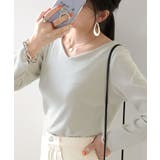 ライトグレー | フライスVネックロングスリーブ無地ミドル丈Tシャツ(長袖) | Classical Elf 