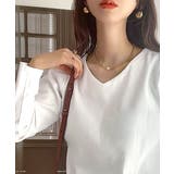 フライスVネックロングスリーブ無地ミドル丈Tシャツ(長袖) | Classical Elf  | 詳細画像2 